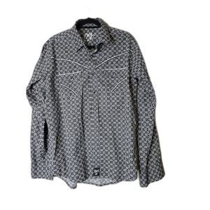 Rock 47 by Wrangler Men’s XL Long Sleeve Snap Western Shirt Black White